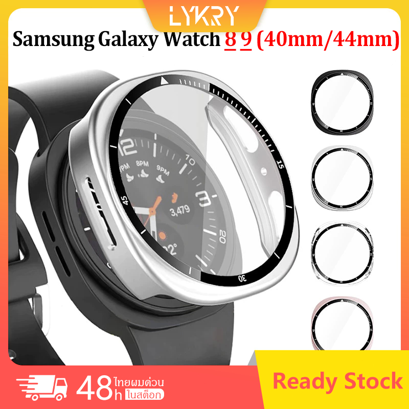 เคสกันกระแทกกระจกนิรภัย+PC สำหรับ Samsung Galaxy Watch8 9 44 มม. 40 มม. ครอบคลุมทุกด้านสำหรับอุปกรณ์เสริม Galaxy Watch 8