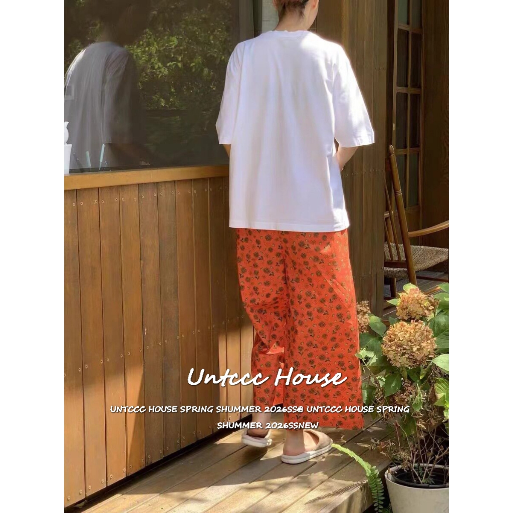 [Summer Quick-Dry Fabric]กางเกงลำลองผู้หญิง ฤดูร้อน ผ้าบางควิกดราย ลายดอกไม้ เอวยืด ผ้าฝ้าย อเนกประสงค์ ใส่อยู่บ้านและออ