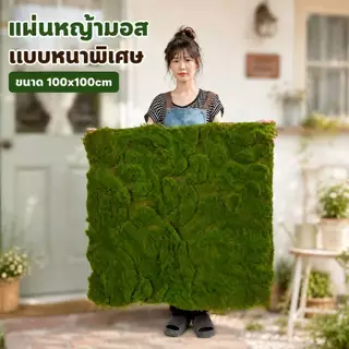 แผ่นหญ้ามอส เหมือนจริง สีเขียวสดสวย ใช้งานได้ยาวนาน ตกแต่งบ้านและสวน (พร้อมส่ง) Moss