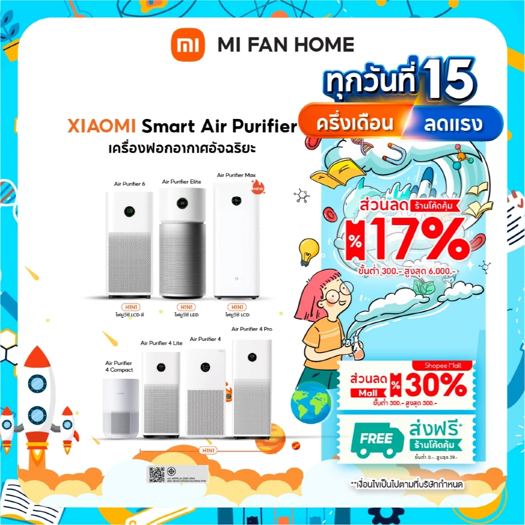 (พร้อมส่งทันที) Xiaomi Smart Air Purifier Max / 6 / Elite / 4 compact / 4 Lite/ 4 Pro เครื่องฟอกอากาศ กำจัดฝุ่น PM2.5
