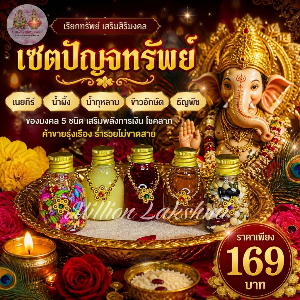 เซ็ตปัญจอมฤต ปัญจเมวา ข้าวอักษัต ถวายพระพิฆเนศ พระแม่ลักษมี เทพฮินดูทุกพระองค์
