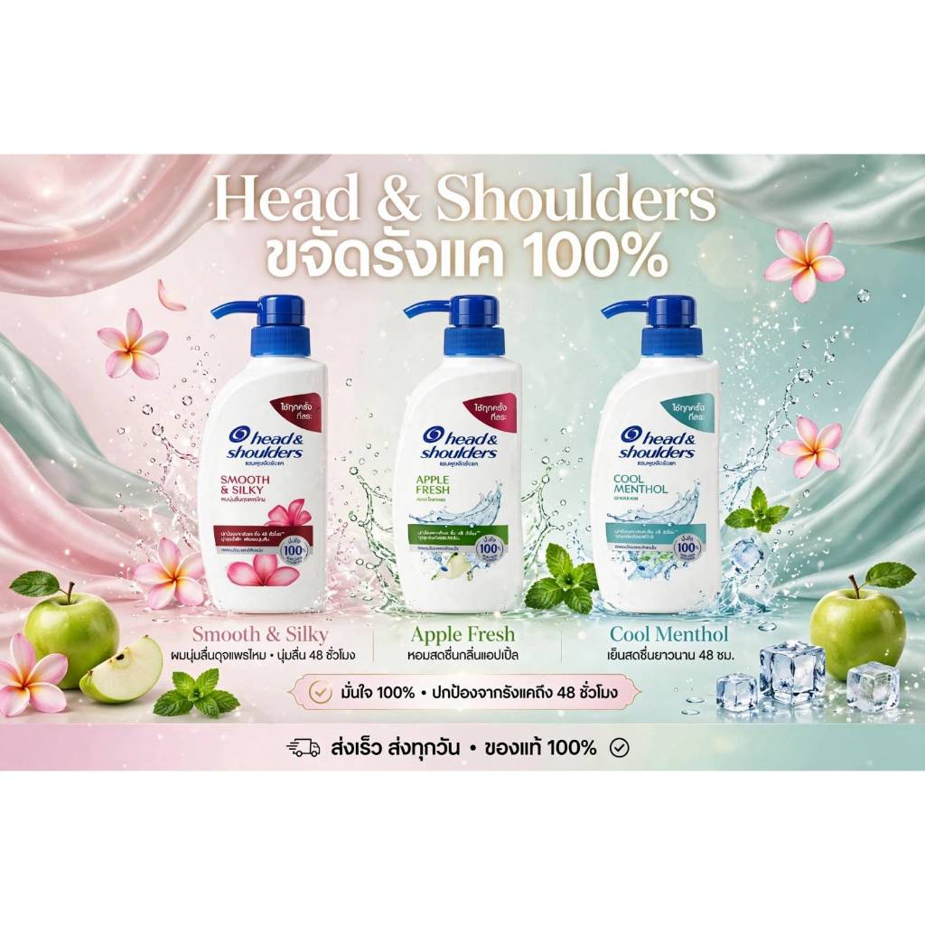 Head and Shoulders 2in1 (แชมพูผสมครีมนวด) แอปเปิ้ลเฟรช , คูล เมนทอล ขนาด 370 ml.