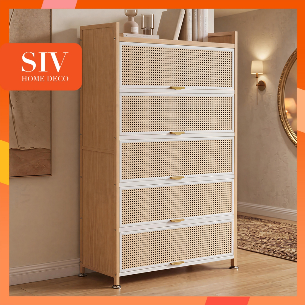 SIV ตู้เก็บของลายหวาย 5/6 ชั้น เปิดฝาบน | จัดเก็บได้เยอะ | ลึก 42 ซม.
