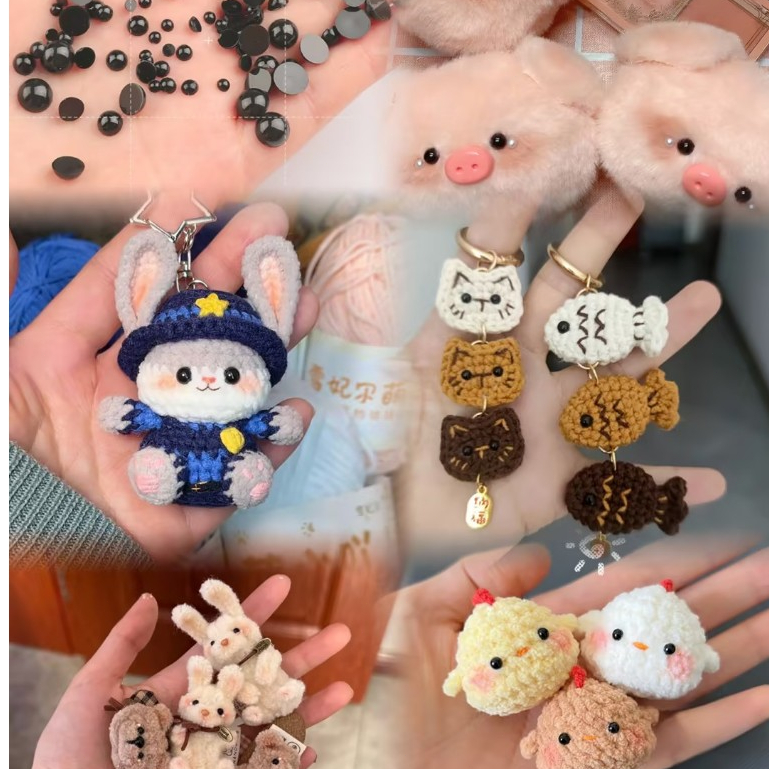 ตาตุ๊กตาอะคริลิกสีดำแบบปลอดภัย [3-8 มม.] สำหรับตุ๊กตาสัตว์ หุ่นเชิด งานฝีมือ DIY ของเล่นสำหรับเด็ก อุปกรณ์เสริมดวงตา