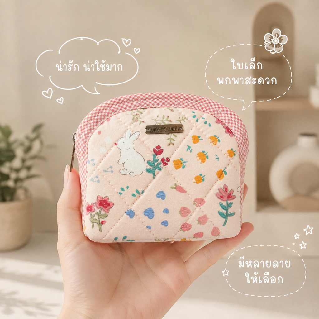 [พร้อมส่ง 27 แบบ]👛กระเป๋าสตางค์แฮนด์เมด 2 ซิป 3 ช่อง ใส่บัตร ใส่แบงค์ ใส่เหรียญ