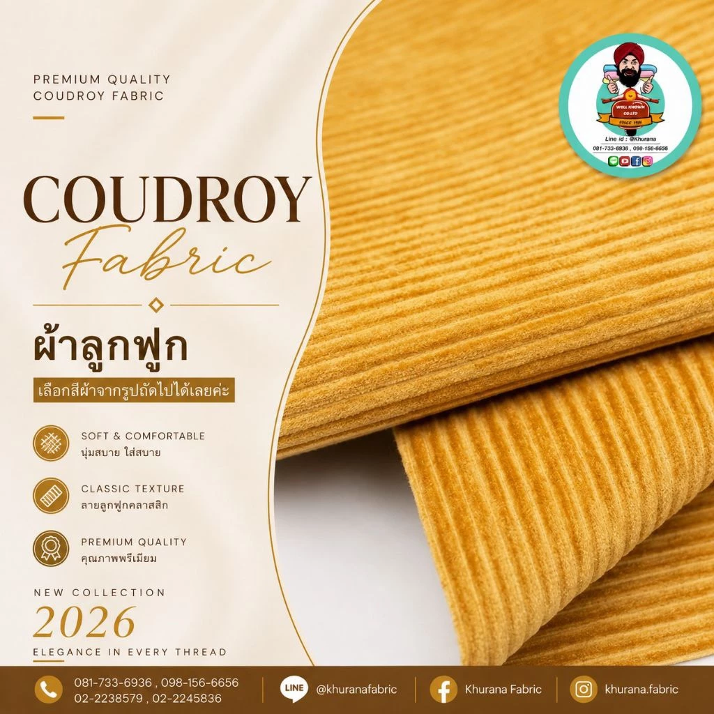 ผ้าลูกฟูกหน้ากว้าง60นิ้ว