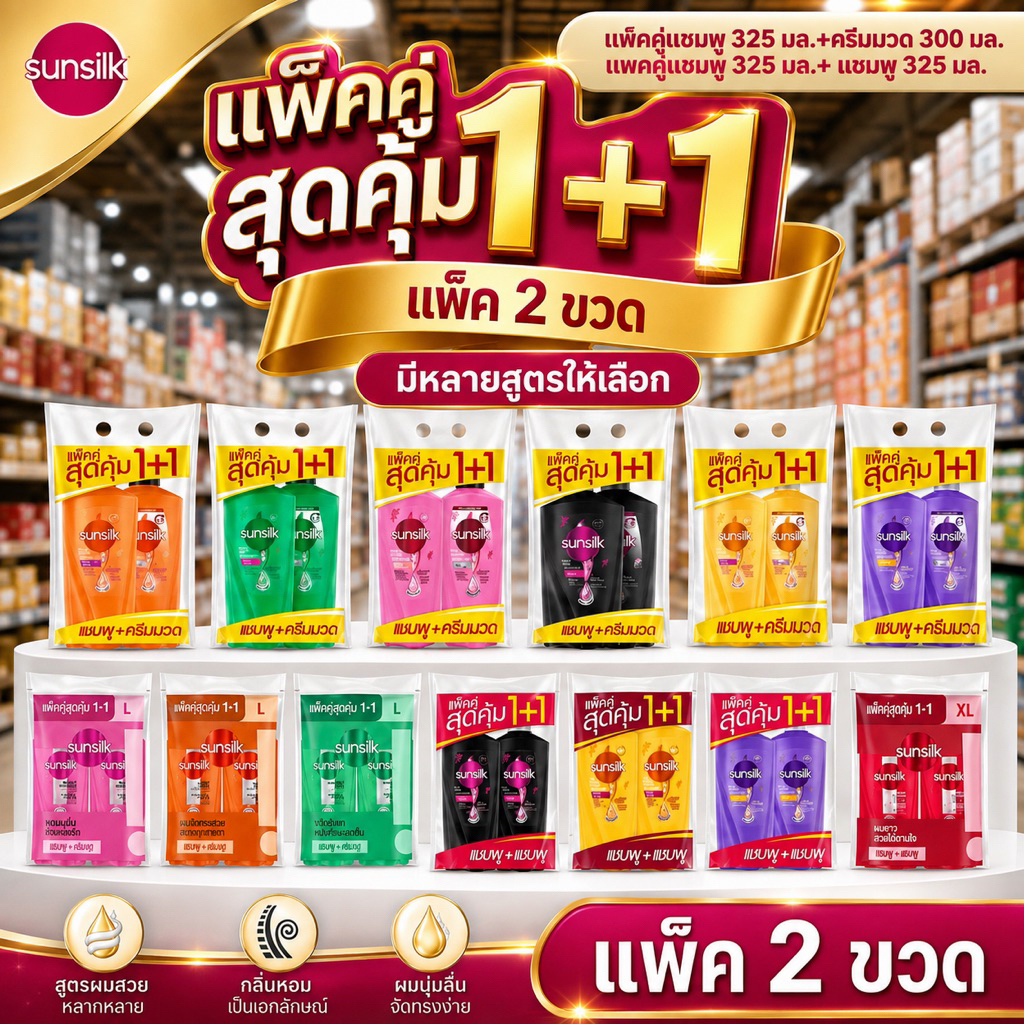 [2ขวด]Sunsilk ซันซิลแชมพู+แชมพู325-350มล. แชมพูซันซิล มีให้เลือก 5 สูตร
