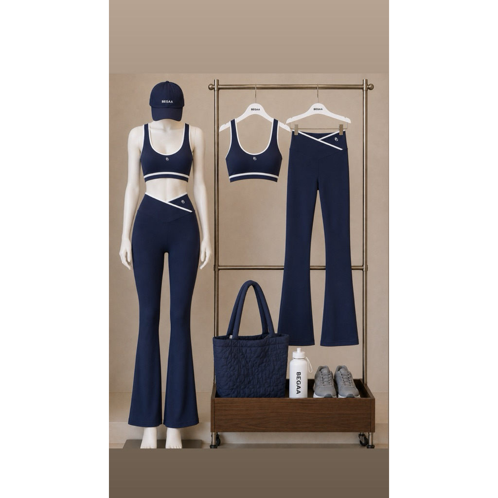 BEGAA Velora Set (เซต 2 ชิ้น : เสื้อ2โทน + กางเกงยาวเอว2โทน)ชุดออกกำลังกาย ชุดโยคะ ชุดฟิตเนส | BEGAA.CLUB