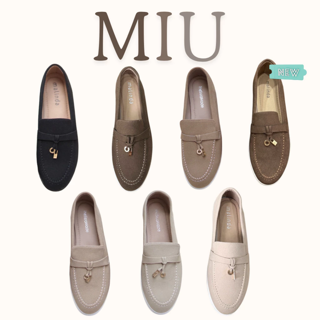 MIU มิว⛅️[ราคาพิเศษ Payday] รองเท้าทรงโลเฟอร์ หนังกลับ ซับในกำมะหยี่ พื้นกันลื่น