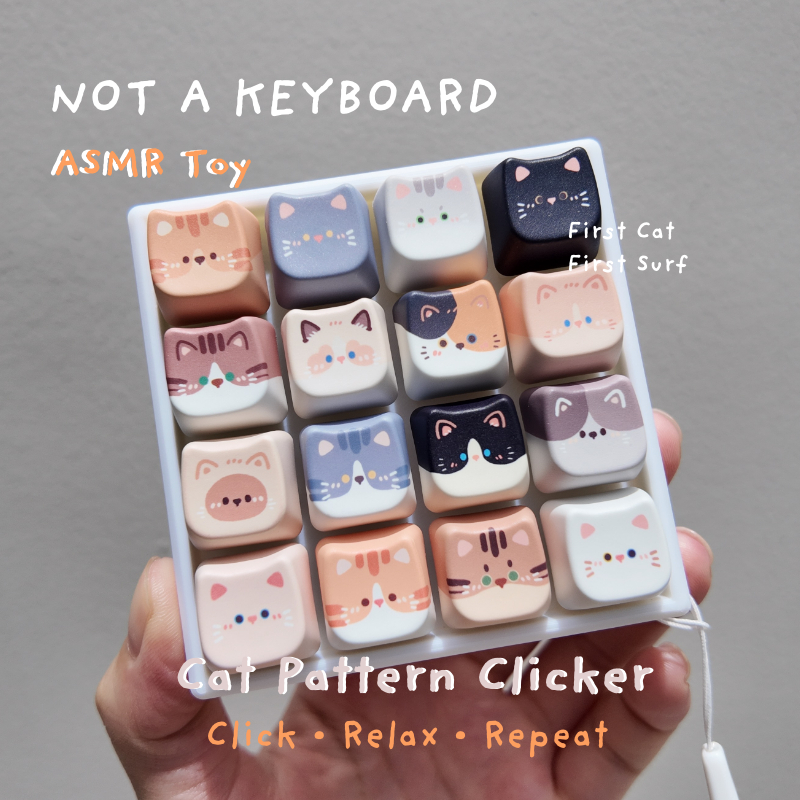 คีย์บอร์ดแมว ASMR เลือกลายได้ 🐱 ของเล่นคลายเครียด เสียงกดเพลิน ของแต่งโต๊ะน่ารัก Cat Keyboard Cute Desk Setup 16Keys
