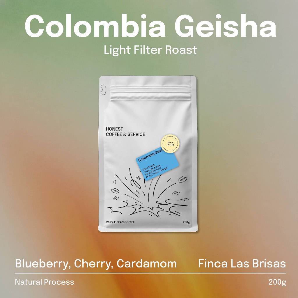 เมล็ดกาแฟคั่วอ่อน Colombia Las Brisas Geisha Natural | Blueberry Cherry Cardamom | Filter 200g