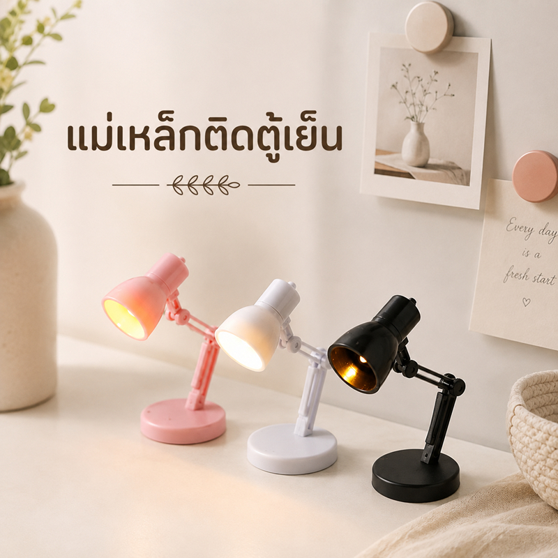 ติดตู้เย็นโคมไฟ โคมไฟตั้งโต๊ะจิ๋ว LED Mini Desk Lamp ไฟอ่านหนังสือขนาดเล็ก น่ารัก มินิมอล ปรับองศาได้