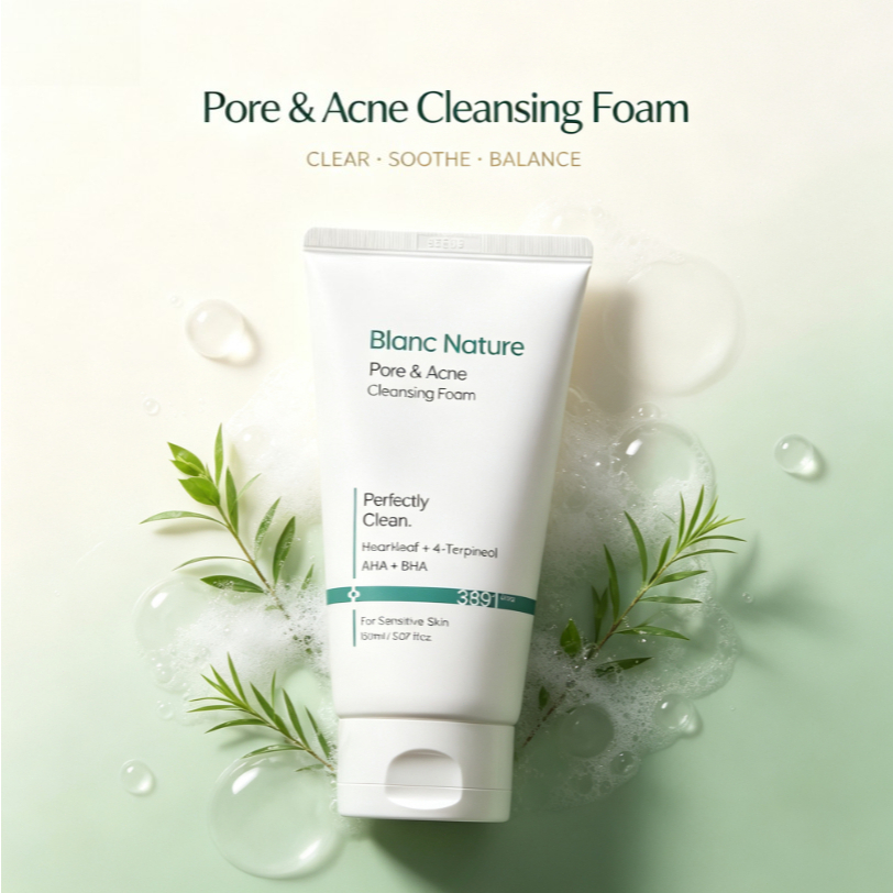 【ของแท้ 100%】Blanc Nature 150ml Foam Cleanser โฟมล้างหน้าควบคุมความมัน ทำความสะอาดรูขุมขน สำหรับผิวม