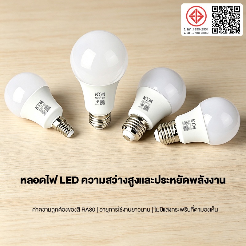 เกรดA พรีเมียม หลอดไฟ LED หลอดLED ขั้วE27 หลอดไฟกลม ใช้ไฟฟ้าบ้าน 220V หลอดไฟE27