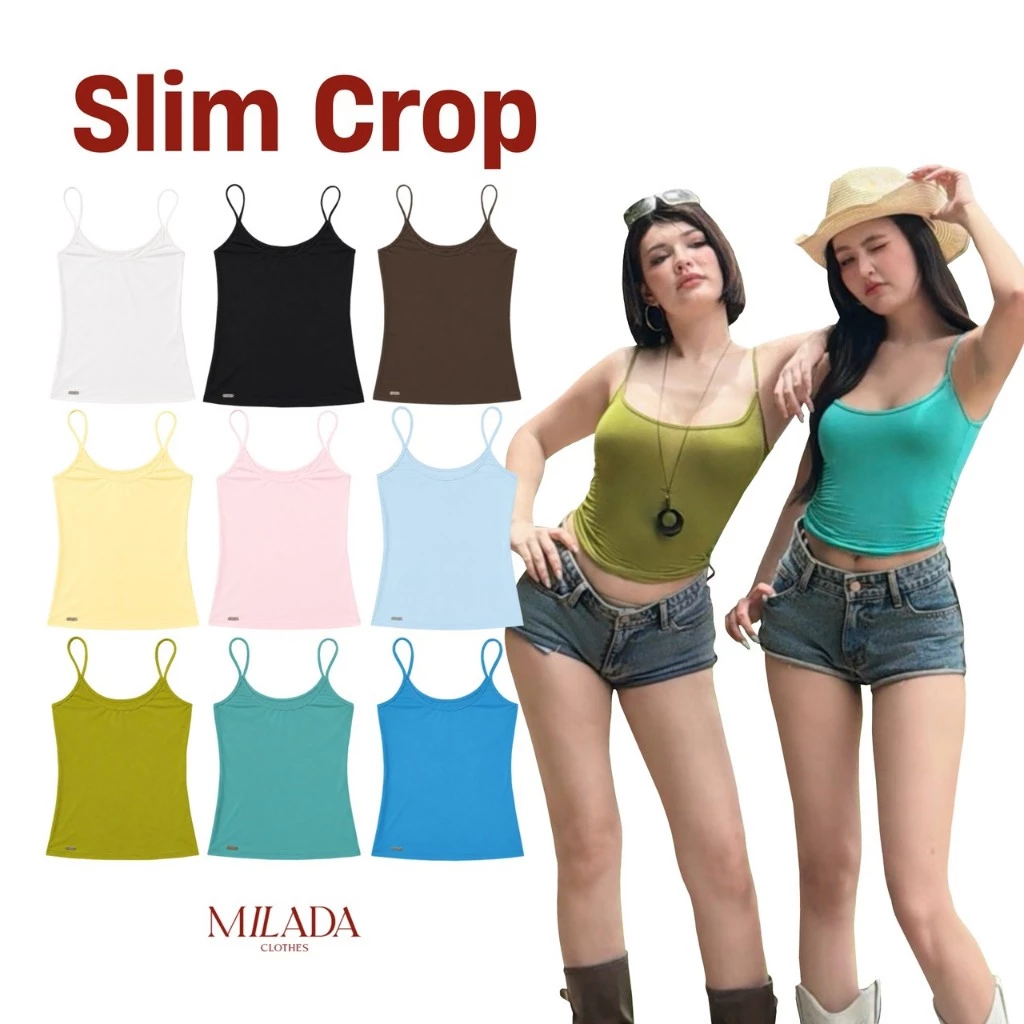 Slim crop สายเดี่ยวรัดรูปทรงเบสิค (2032)