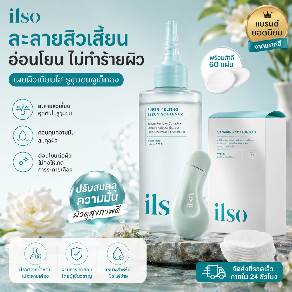 ILSO ชุดดูแลรูขุมขน สิวหัวดำ Super Melting Sebum Softener 150 มล. อ่อนโยน ไม่ดึง