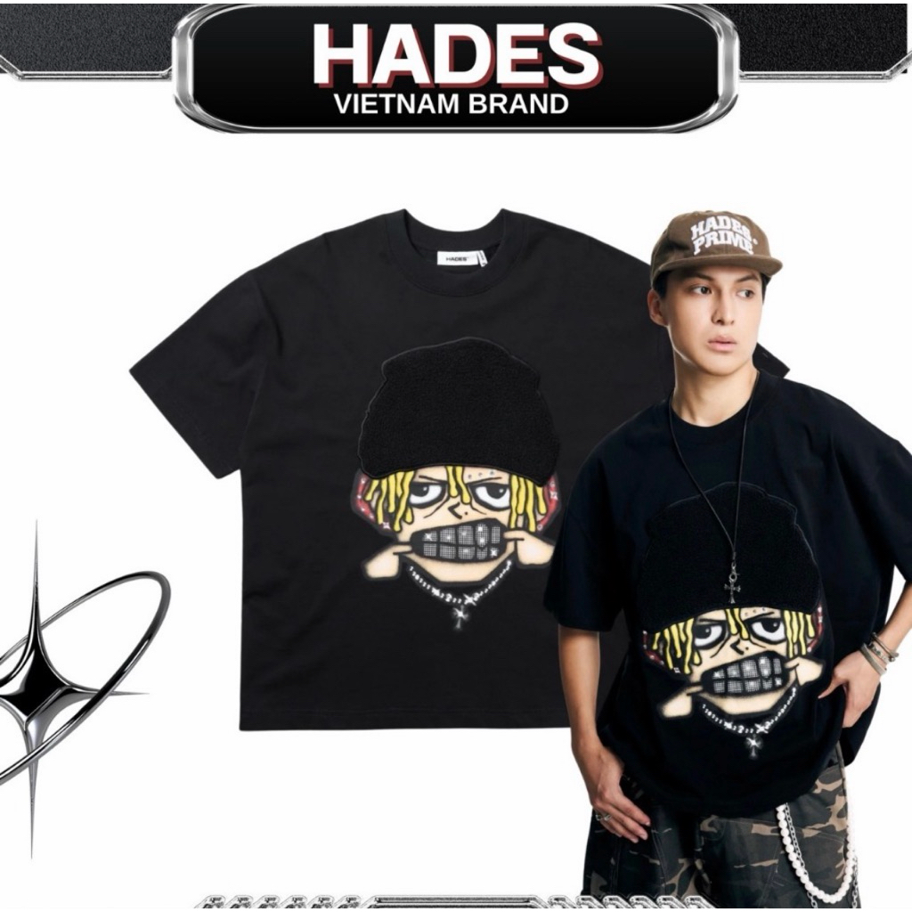 (พร้อมส่ง)🇻🇳Vietnam Brand | HADES FLUFFY GRILL TEE - BLACK