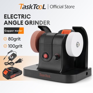 TASKTOOL 2000mAh เครื่องลับมีด  มอเตอร์หินเจียร  ล้อขัด + ล้อบด (ล้อทรายคู่)  21V เครื่องเจียรแบบปรับความเร็วได้