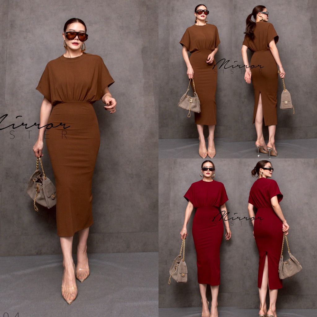 Mirrorsister  51110.4 เดรสทรงสวย เดรสน้ำตาล