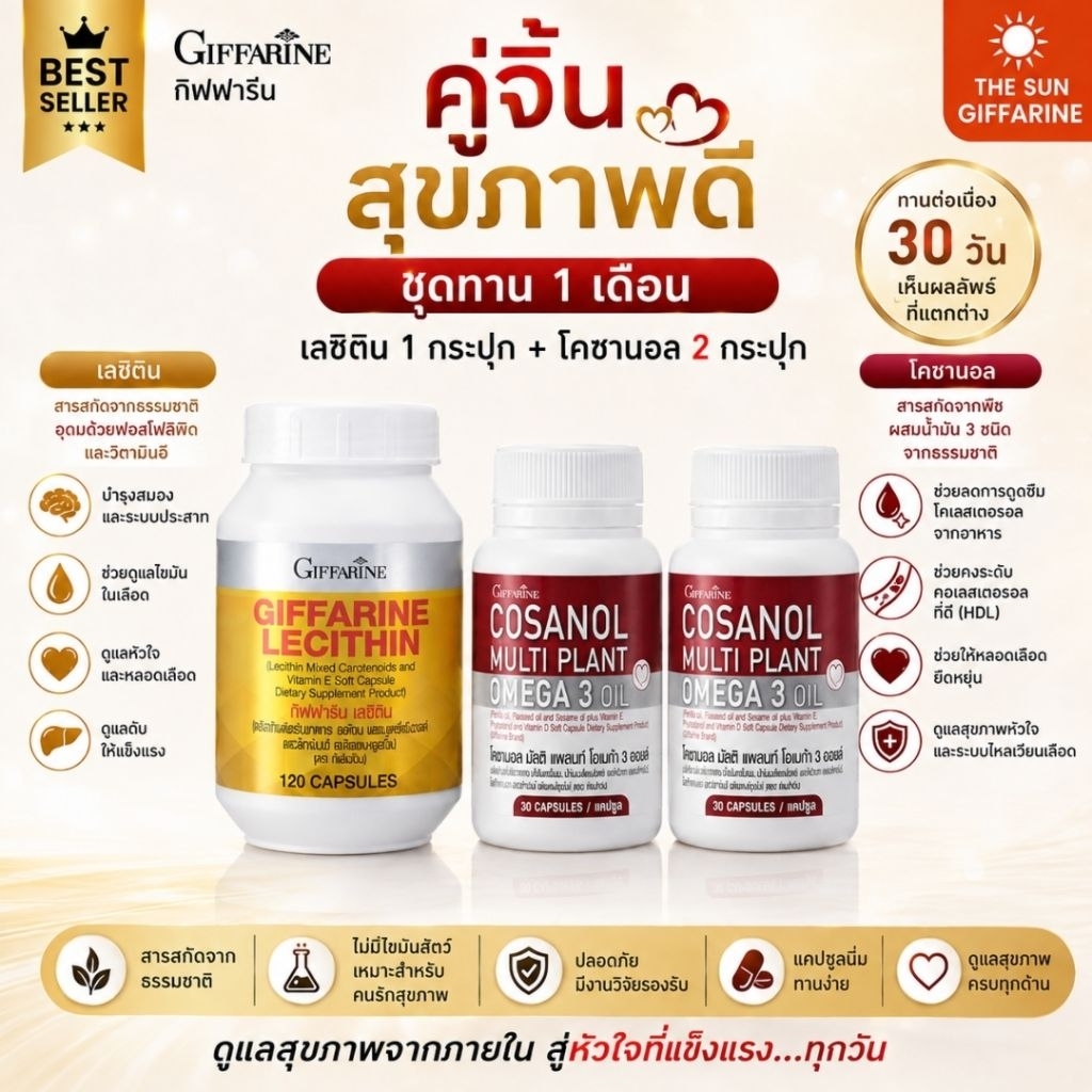 เลซิติน โคซานอล กิฟฟารีน ไขมันพอกตับ ตับอักเสบ ความดัน หลอดเลือด กิฟฟารีนของแท้