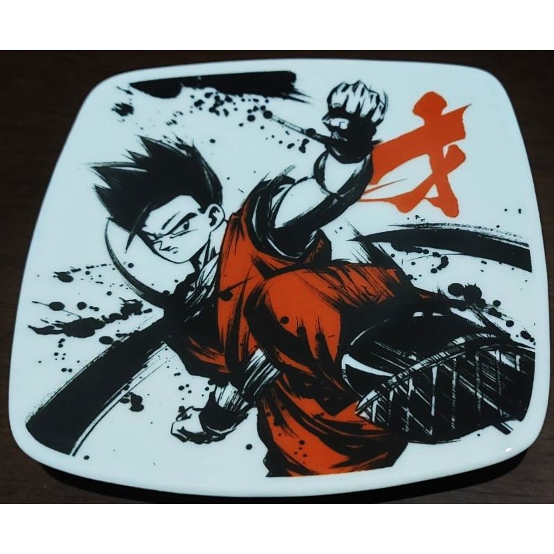 จาน เซรามิก สี่เหลี่ยมขนาดเล็ก ดราก้อนบอล Dragonball ซอน โกฮัง จากญี่ปุ่น Son Gohan Size : 9 cm