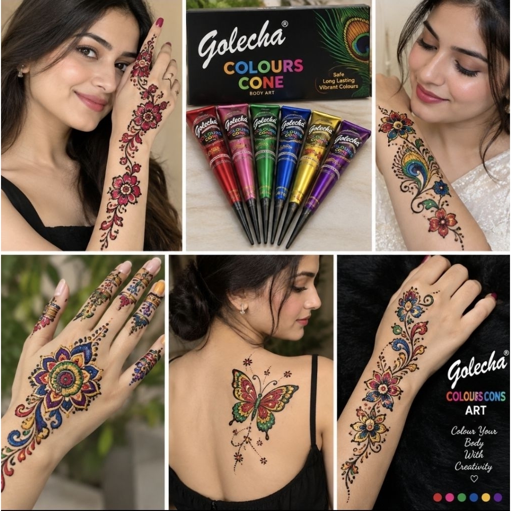 henna colourful henna paint henna tattoo art india heenaเฮนน่า สีเฮนน่าหลากสี ศิลปะรอยสักเฮนน่าจากอิ