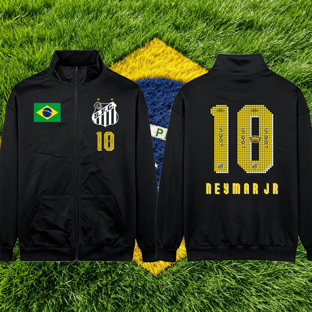 เสื้อผ้าเด็กและเสื้อผ้าผู้ชาย/Brazil/Neymar Jr Santos No.10 football jersey/hooded cardigan/ยืนคอ Ca