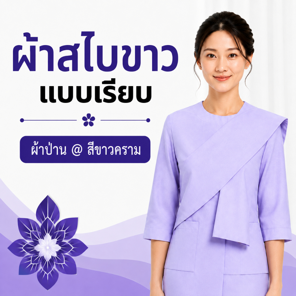 ผ้าสไบขาวเรียบ รัตนาภรณ์ ผ้าป่าน (รัตนาภรณ์)