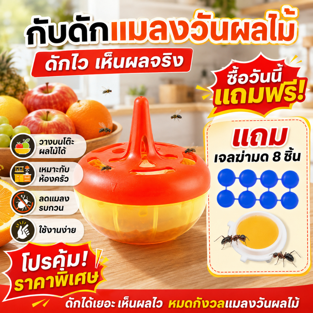 อาท ฟลายแคชเชอร์ เหยื่อดักแมลงวัน กับดักแมลงวันทอง ใช้ง่าย ช่วยกำจัดแมลงวันและแมลงหวี่