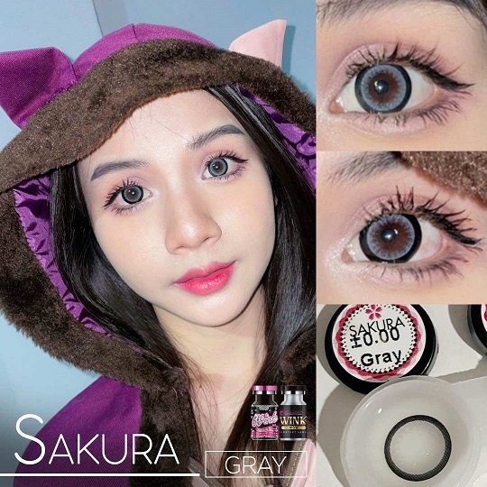 คอนแทคเลนส์ รุ่น Sakura/Edge สีเทา/ตาล Gray/Brown มีค่าสายตา (0.00)-(-10.00)ขายดีมาก
