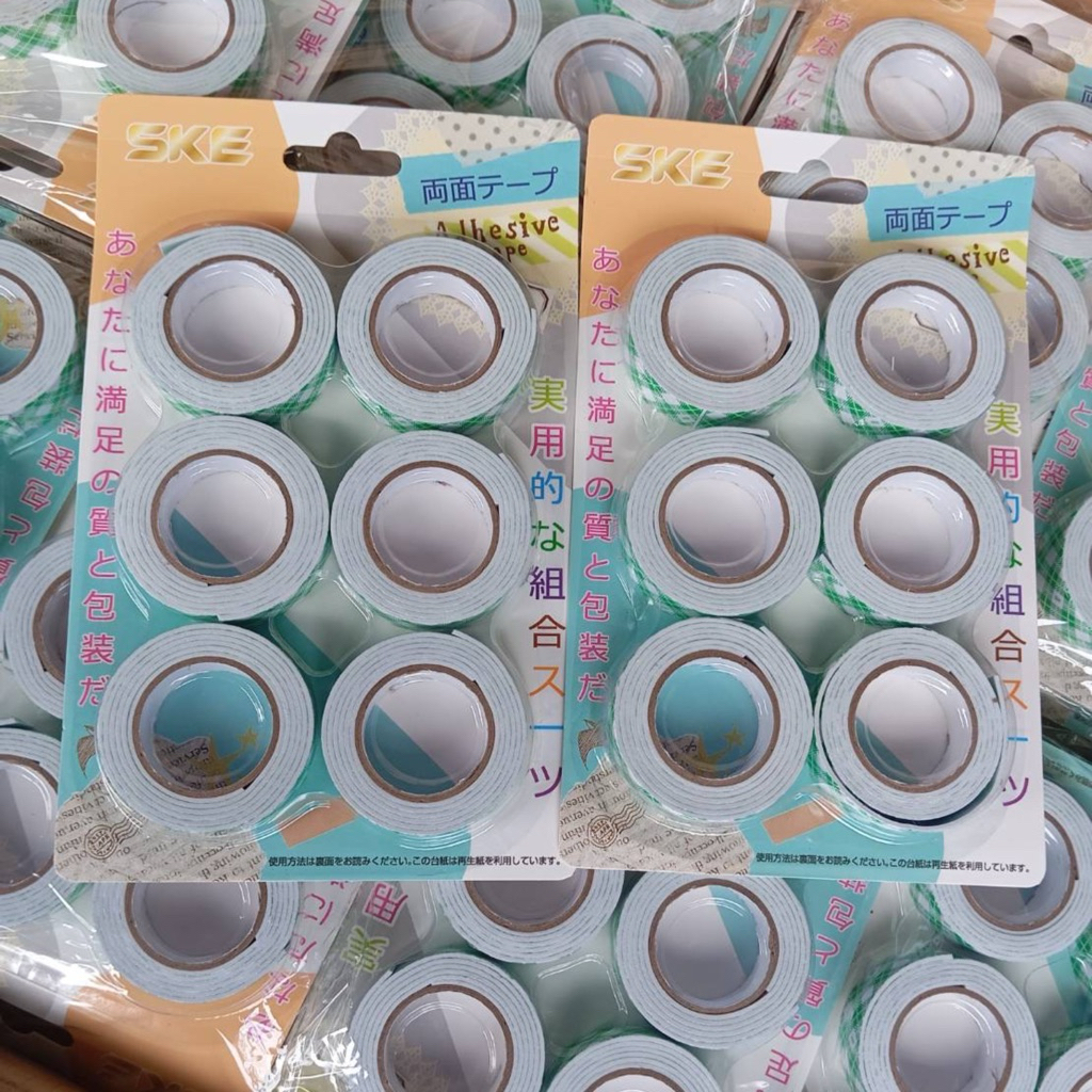 เทปกาวสองหน้า 1แผงมี 6ม้วน ขายส่งราคา ยกโหล 12แผง