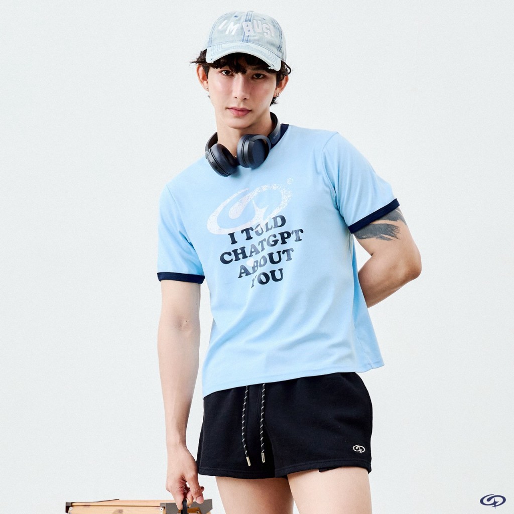 DADDYCLUB ( NTN ) | I Told Chatgpt About You T-shirt เสื้อยืดสีฟ้า สุดเท่