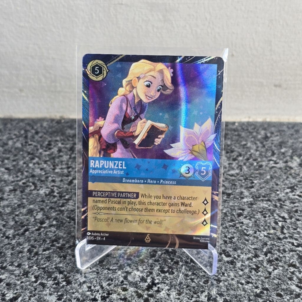 การ์ด Disney Lorcana Rapunzel Appreciative Artist 1/Dis Foil Promo Disney World Epcot Exclusive EN ข