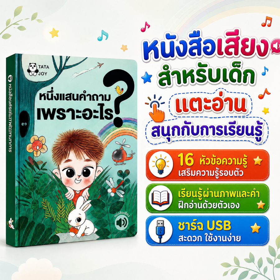 ส่งจากไทย ของเล่นเด็ก หนังสือพูดได้ หนังสือพูดได้ หนังสือเสริมพัฒนาการ 16 หัวข้อความรู้ อ่านก่อนนอน