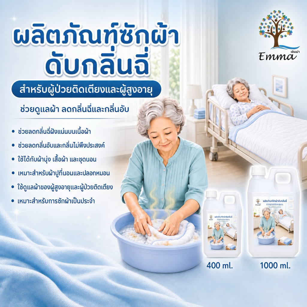 น้ำยาซักผ้า , น้ำยาแช่ผ้าสำหรับผู้ป่วยติดเตียงและผู้สูงอายุ