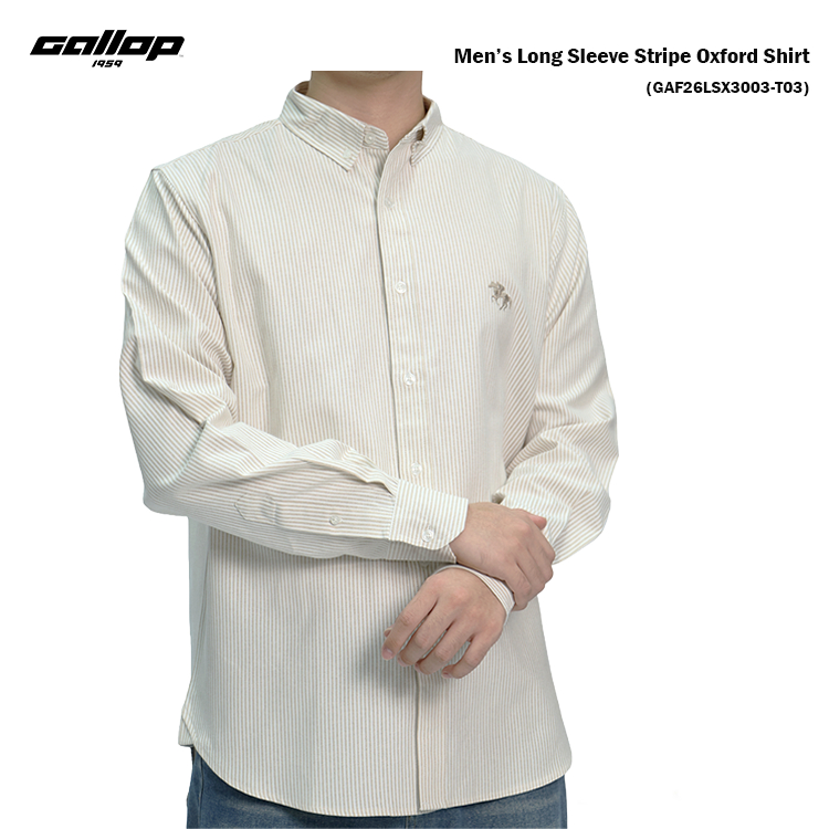 GALLOP Men’s Long Sleeve Stripe Oxford Shirt เสื้อเชิ้ตแขนยาวผู้ชายผ้าอ็อกฟอร์ดลายทาง (GAF26LSX3003-T03)