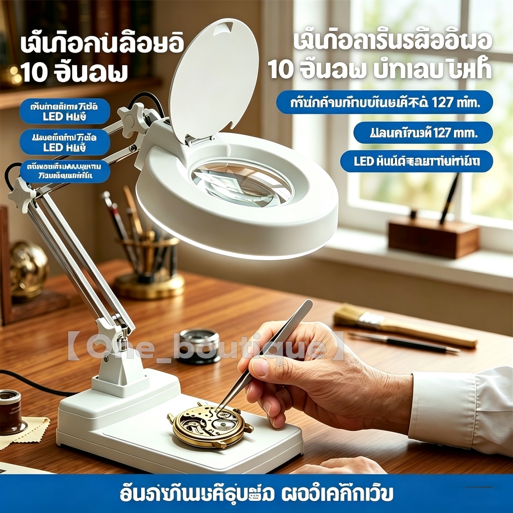 【One_boutique】แว่นขยาย 10 เท่า ไฟ LED โคมไฟ โคมไฟแว่นขยาย ตั้งโต๊ะ แว่นขยายตั้งโต๊ะ แว่นขยายช่างโคมไ