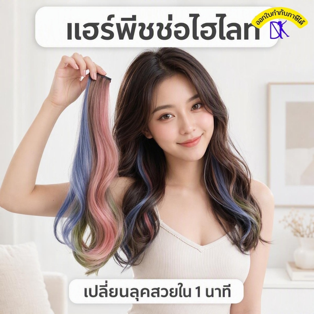 แฮร์พีชช่อไฮไลท์ แบบกิ๊บติด ผมลอนคลื่น WZT-02