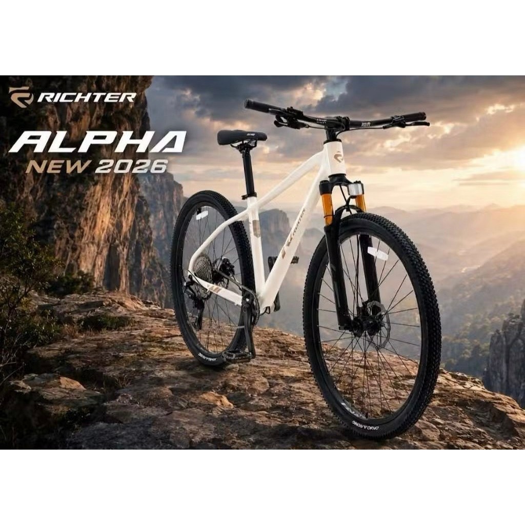 จักรยานเสือภูเขา RICHTER ALPHA ล้อ 29" เฟรม Aluminium 6061 ลบรอยเชื่อม ซ่อนสาย โช้คลมปรับล็อคได้ น้ำ