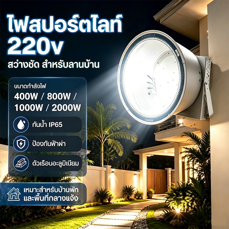 ไฟสปอร์ตไลท์ 220v โคมไฟไฮเบย์ขั้ว โรงงาน ลานจอดรถ ในบริษัท สนามกีฬาและพื้นกลางแจ โกดัง ติดเพดาน
