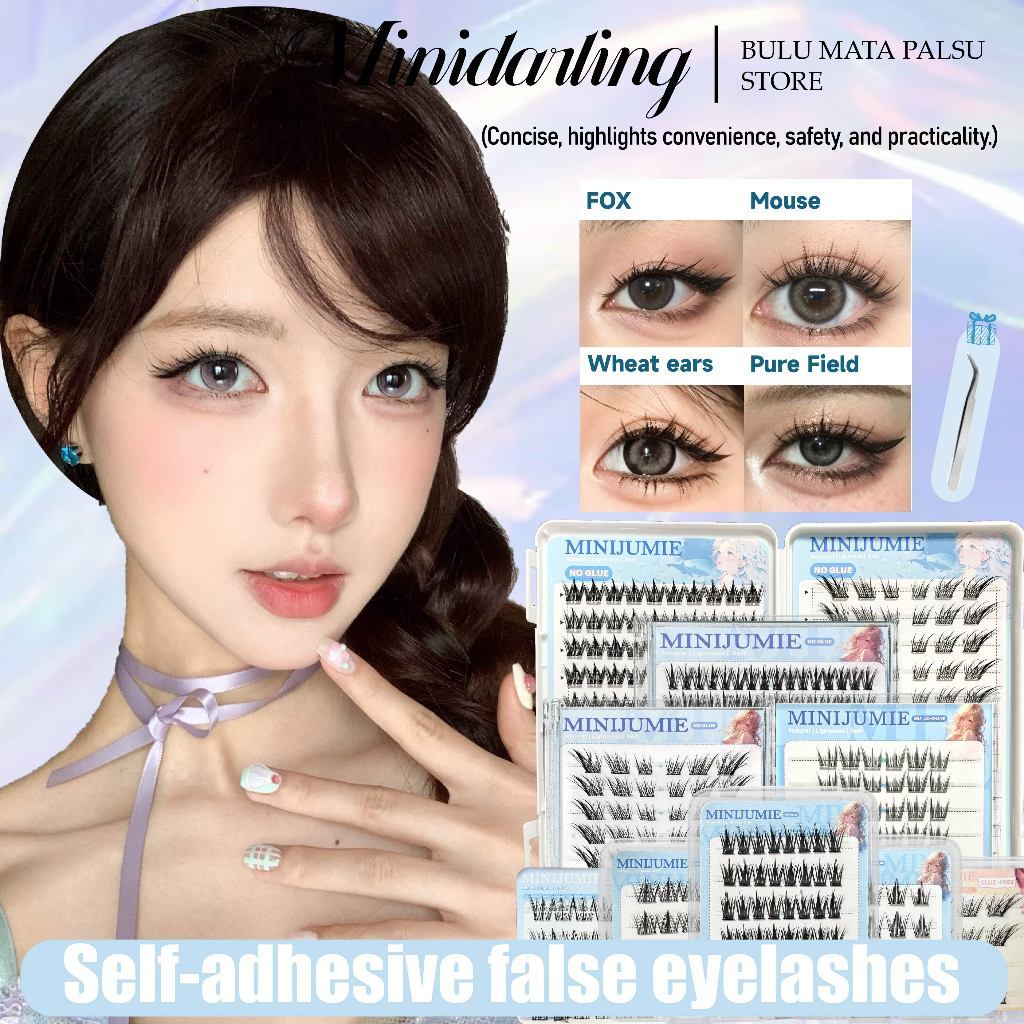 👉ส่งด่วนจาก กทม.👉Minidarling ขนตาปลอม 3D แบบช่อ มีกาวในตัว แบบสามชิ้น ติดทน เหมาะสำหรับมือใหม่