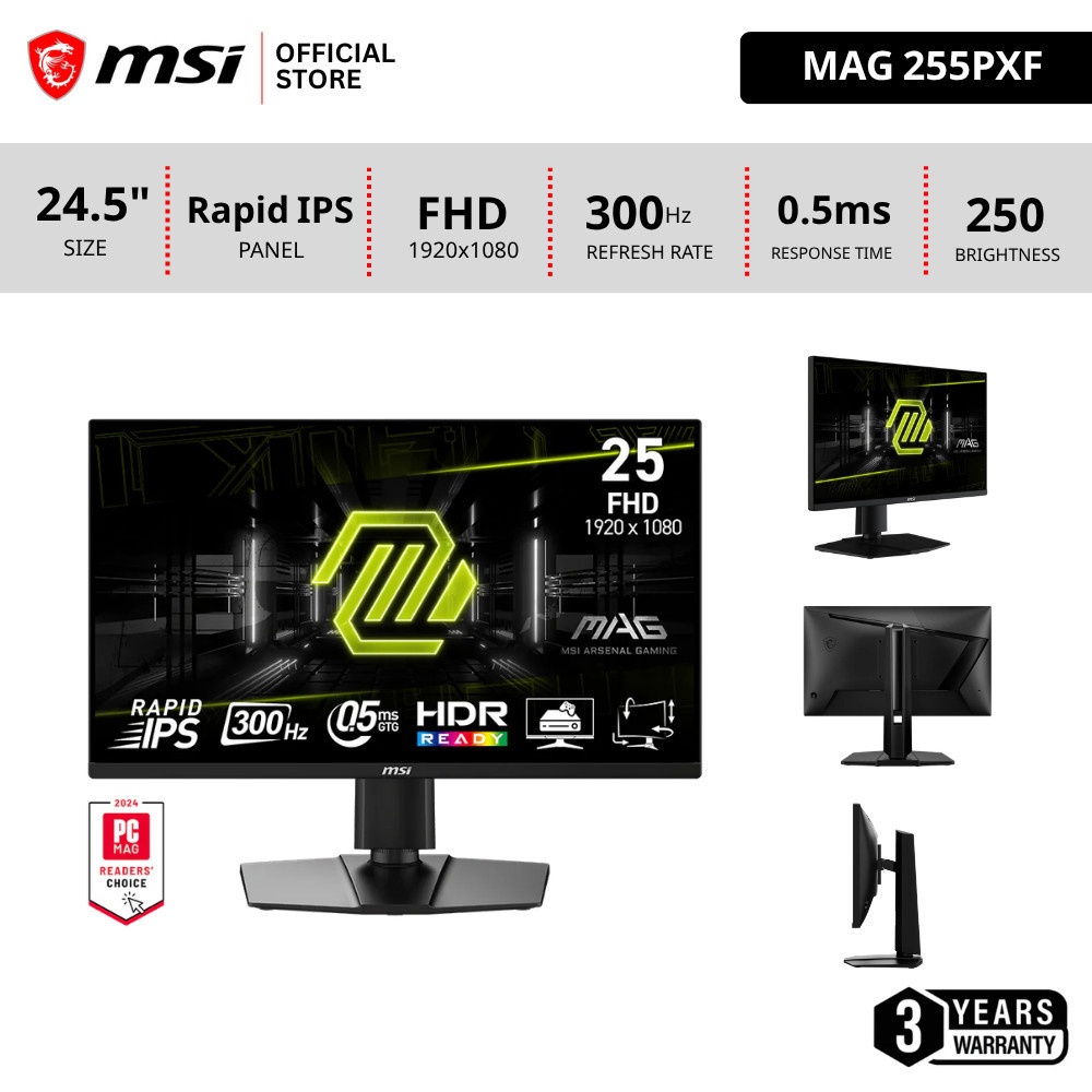 MSI MAG 255PXF Monitor 1920 x 1080 (FHD) 24.5" จอคอมพิวเตอร์