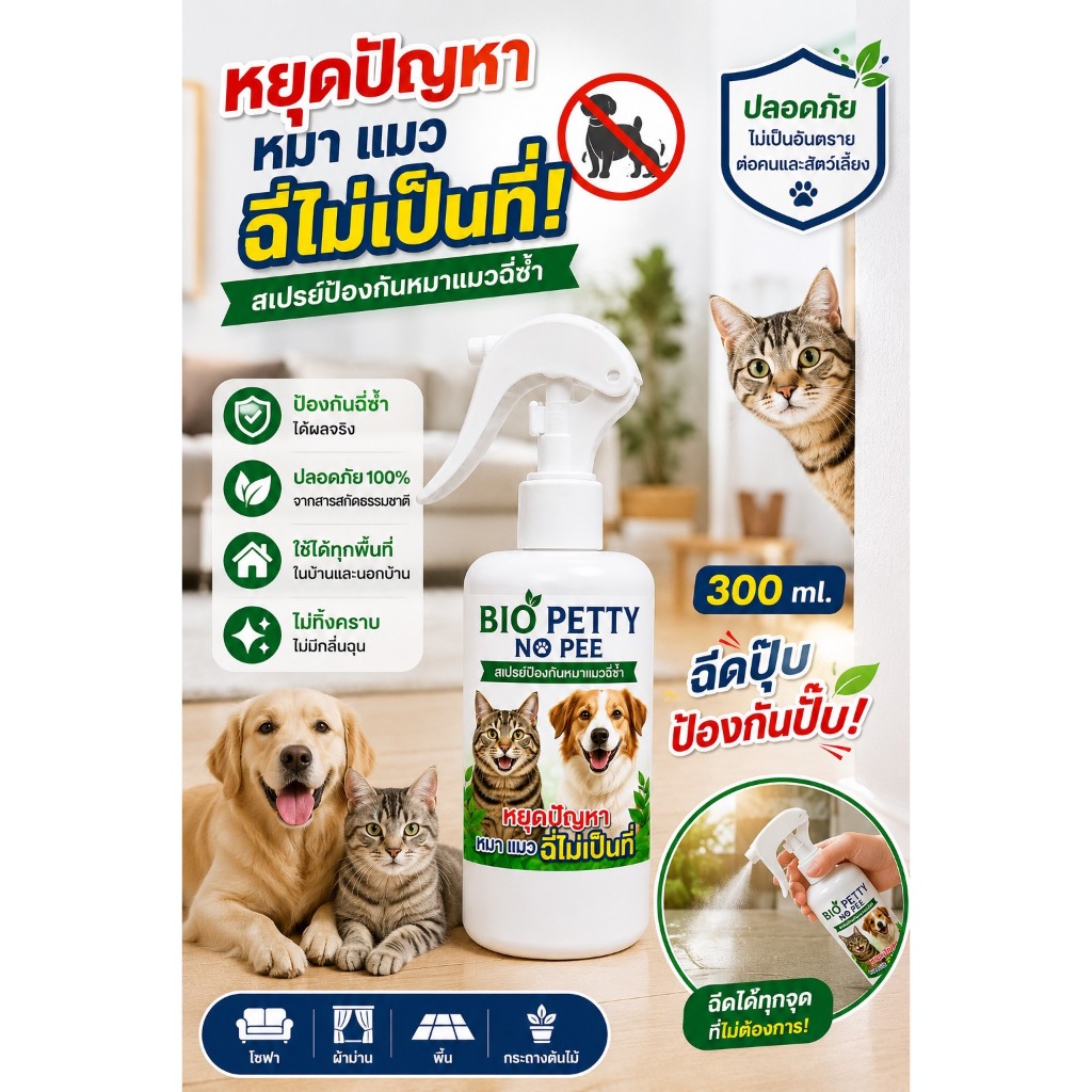 BIO PETTY NO PEE สเปรย์ป้องกันการฉี่ซ้ำ ฉี่ไม่เป็นที่