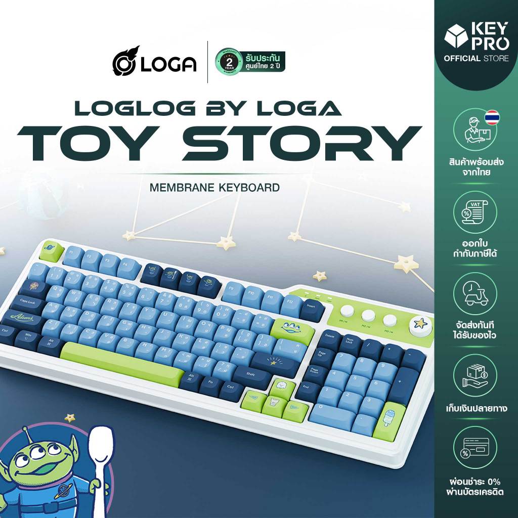 [ประกัน 2 ปี] คีย์บอร์ด LOGLOG by LOGA Toy Story Wireless Keyboard 98% Wired 2.4ghz Bluetooth Membra