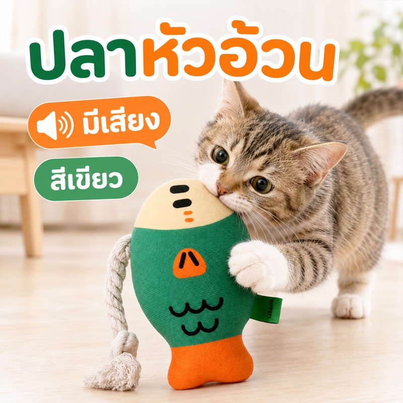 ของเล่นเคี้ยว รูปปลา แมวและสุนัข ทำความสะอาดฟัน เชือกฝ้าย ทนทาน
