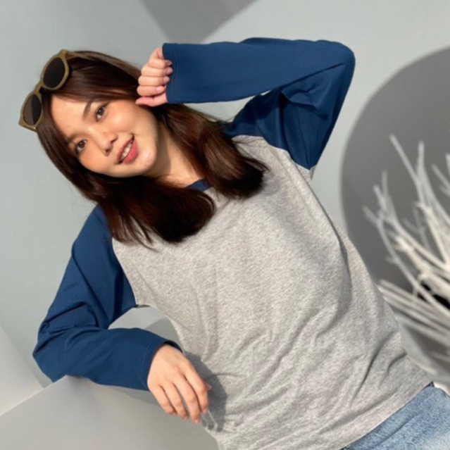 เสื้อยืดทูโทนสโลปแขนยาวถึงข้อมือ