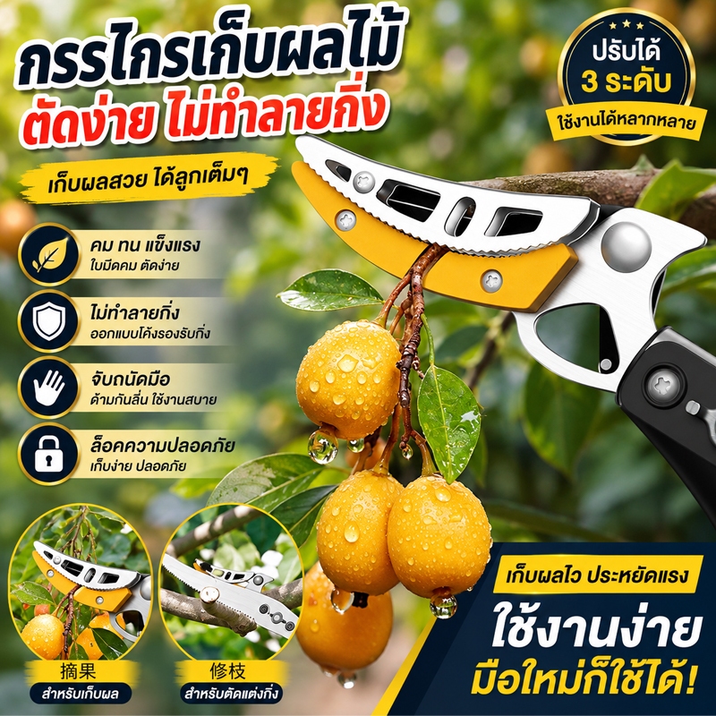 SOLE กรรไกรตัดกิ่ง 1.8-3M 2.3-4M ตัดกิ่งไม้เร็ว ยืดไสลด์ กรรไกรเก็บผลไม้ กรรไกรตัดกิ่งไม้