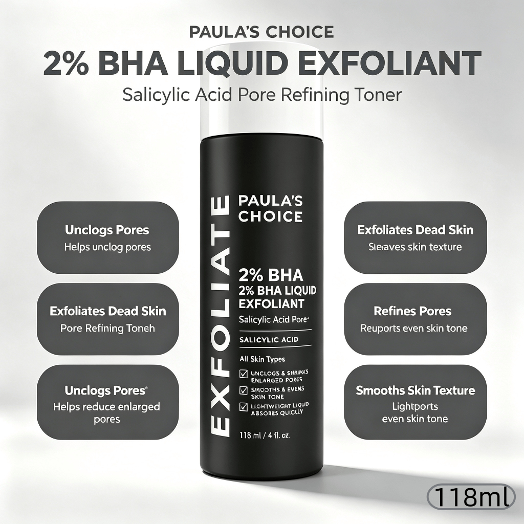 Paula's Choice 2% BHA Liquid Exfoliant 118ml สารสาลิไซลิกแอซิด ผลัดเซลล์ผิว ช่วยปรับรูขุมขน ผิวเรียบเนียน สำหรับทุกสภาพผ