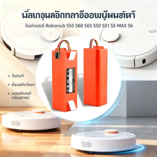ส่งฟรี Xiaomi Roborock S7 S6 S5 5200mAh หุ่นยนต์ดูดฝุ่น Battery Robot Vacuum
