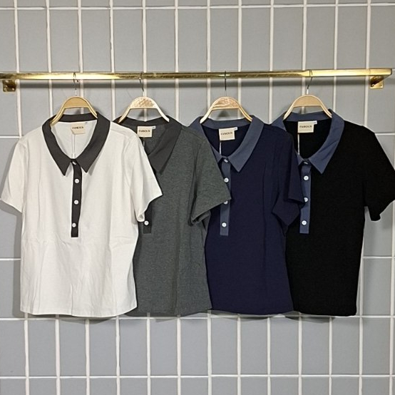 FAMOUS เสื้อคอปกผ้ายืด #FMBL-G3T088